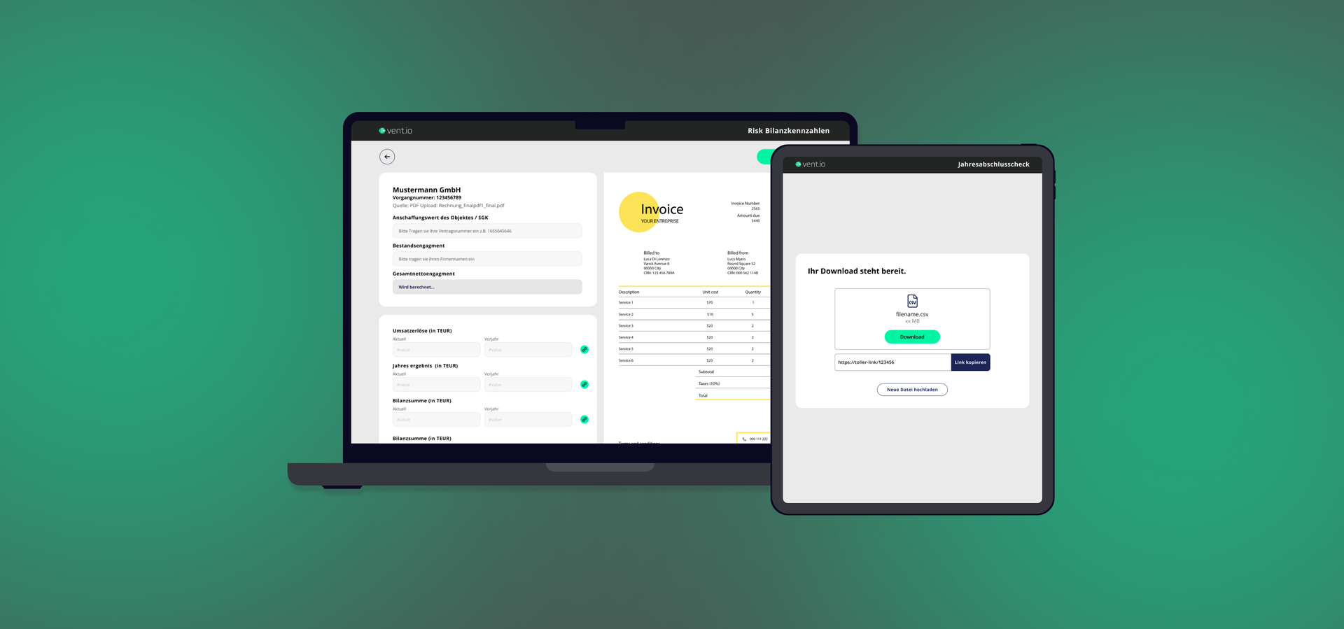 Balance sheet figures for risk management  